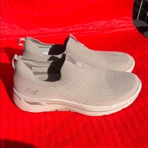 Skechers Light Taupe Knit Slip-On Shoes